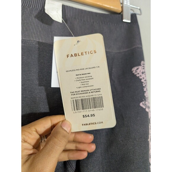 Fabletics Womens Ribbed Floral Seamless Jaqcuard 7/8 Leggings Sz S Gym Running - Picture 6 of 8